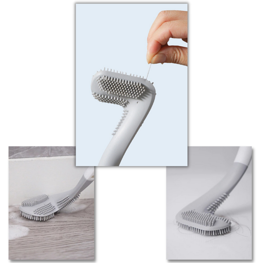 Long handle toilet brush with wall mounted base