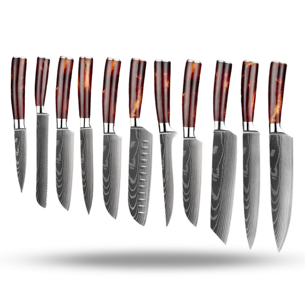 Fire Land Series Japanese Knives -Japanese Chef's 10 knives set - Ozerty