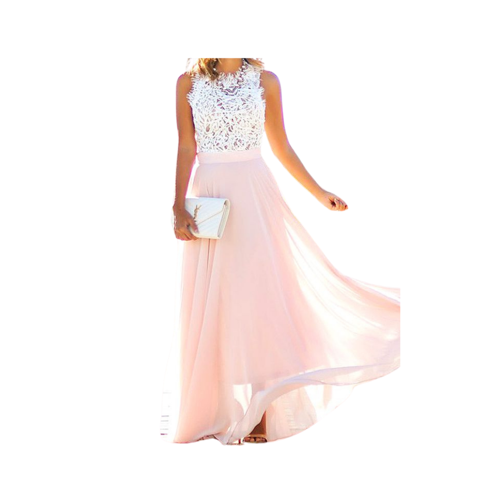 Prairie Chic Lace Chiffon Dress