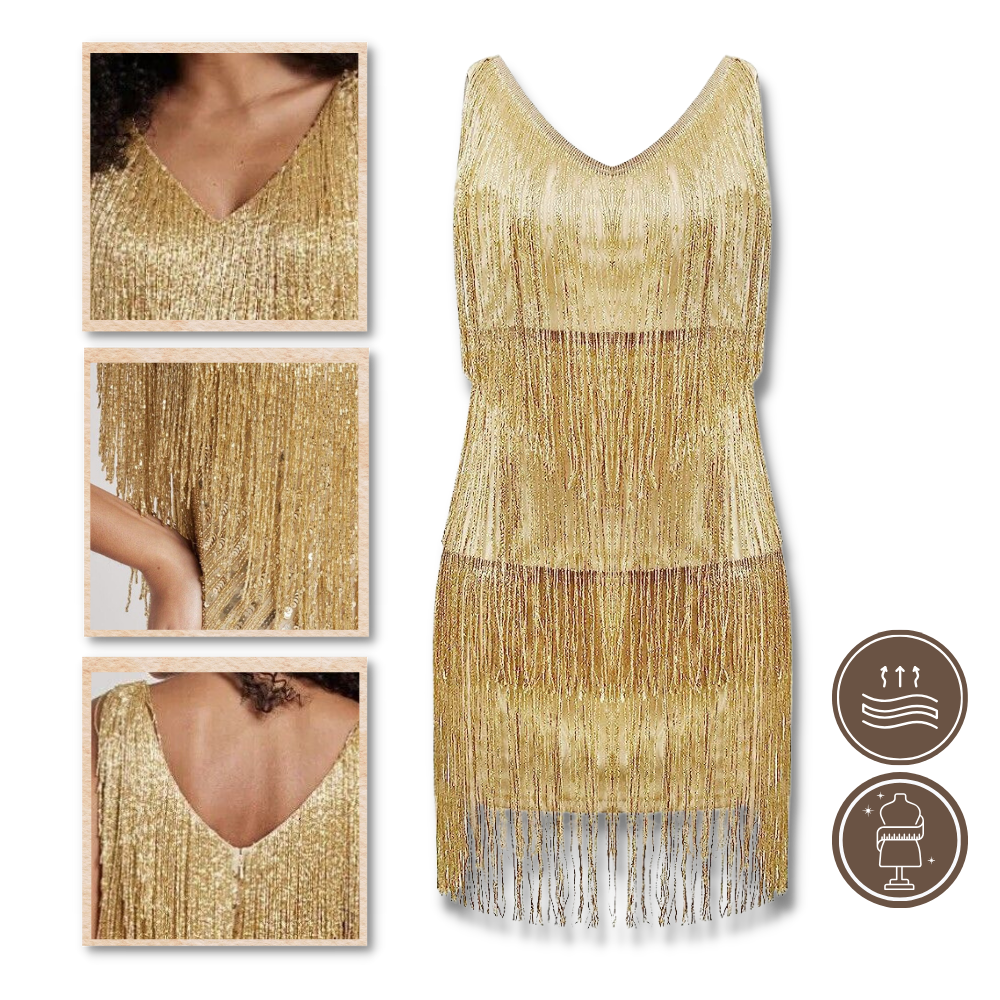 Sequin V-Neck Slip Dress - Ozerty