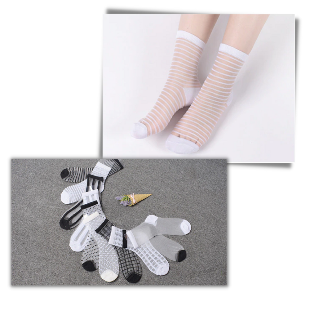 10 Pairs Transparent Fashion Socks for Women