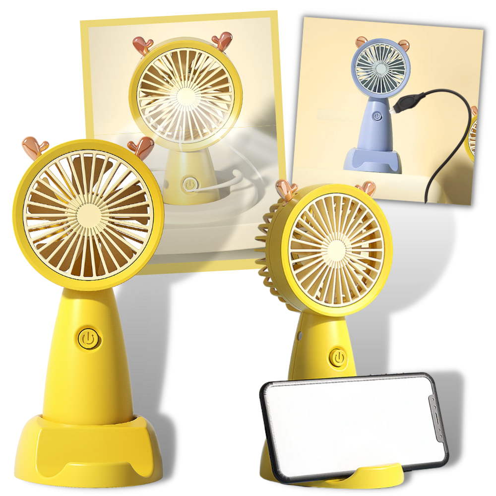 Mini USB Handheld Fan with Base -