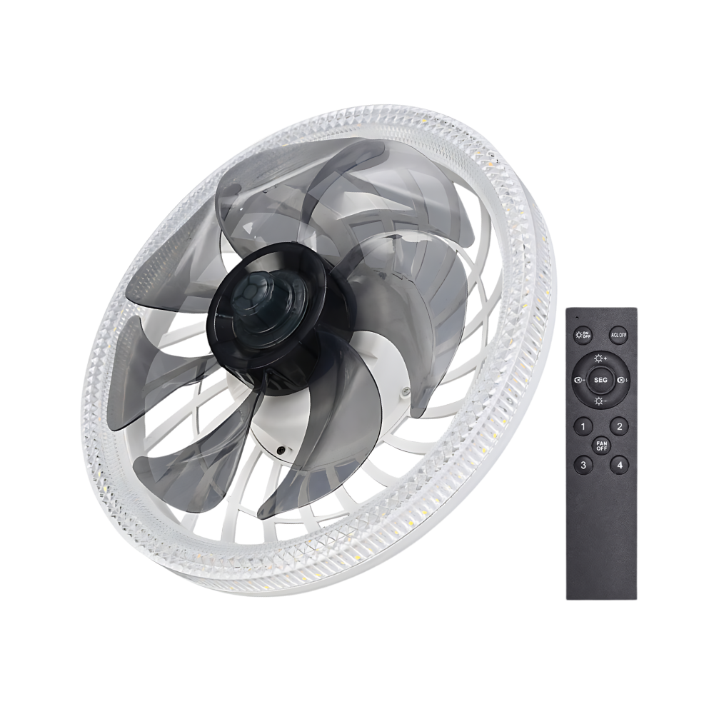 Aesthetic Ceiling Fan With Light And Remote  -Black - Ozerty