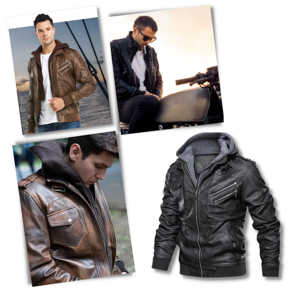 Classic Brown Leather Motorcycle Jacket - Ozerty
